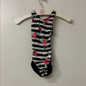 Charming Floral Striped Kids Bodysuit leotard